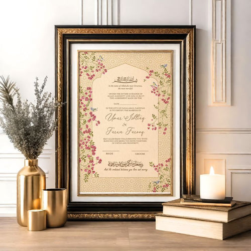 Custom Islamic Nikah Certificate A3 Size - Personalized Wedding Certificate